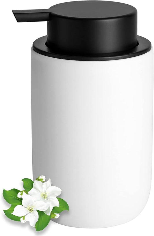 Hand Soap Dispenser for Bathroom Decro, Ceramic Liquid Pump Bottles Refillable Dish Dispenser for Kitchen Farmhouse Colleage Dorm, Matte White