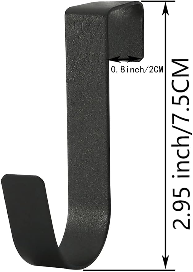 eywlwaar Over The Cabinet Door Single Hooks 5 Pack (Black) Fit for 3/4 inch Doors （Thickness Over 0.8Inch is Not Suitable