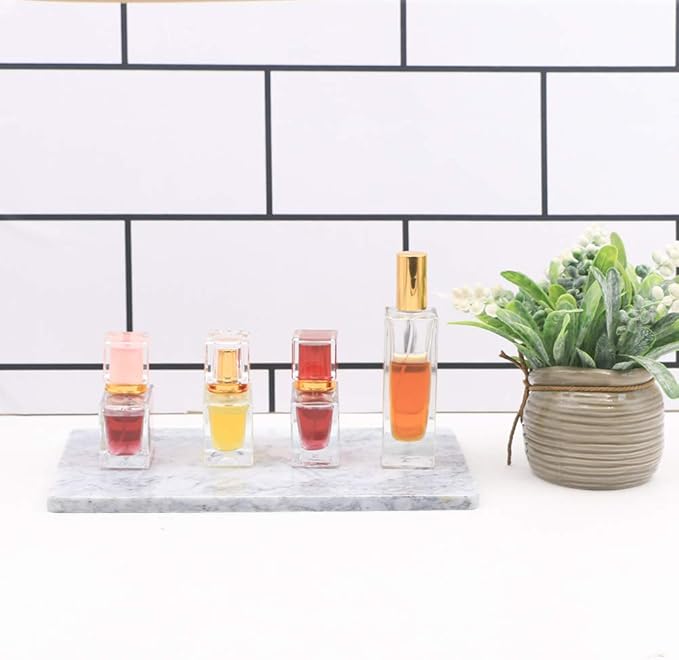 Rectangular Marble Vanity Tray for Counter, Bathroom, Dresser, Nightstand or Desk, 10-1/4" x 6-1/4"