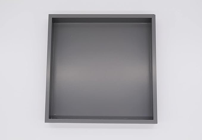 10"x10" Small Square Wood Decorative Tray for Office, Ottoman, Bathroom, Entry, Remote Controls, Countertop Organizer, Candle Tray- Charcoal