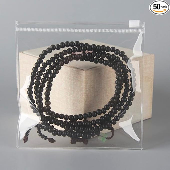HSLFUAI 50PCS Transparent Jewelry Bags Square Clear Zipper Jewelry Pouches Earring Bracelet Storage Organizer (15 * 15cm 5.9 * 5.9 inch)