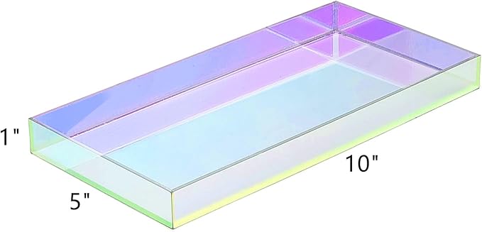 ROYALITA Iridescent Acrylic Vanity Tray 10x5 Inch - Small Acrylic Trays Perfume Tray Spill Proof, Decorative Tray for Bathroom Countertop, Wedding Decor, Aromatherapy Storage, Office Desk