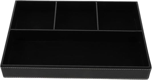 Cabilock Desktop Storage Box 12X7.87X1.69In with Separate Tray Jewelry Organizer Sundry Holder for Keys Accessories and Small Items