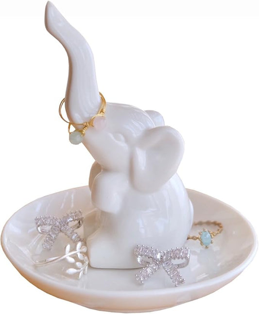 PUDDING CABIN Elephant Gift for Women Wedding Ring Holder Ring Dish for Women Engagement Birthday Christmas Bridal Shower Gifts