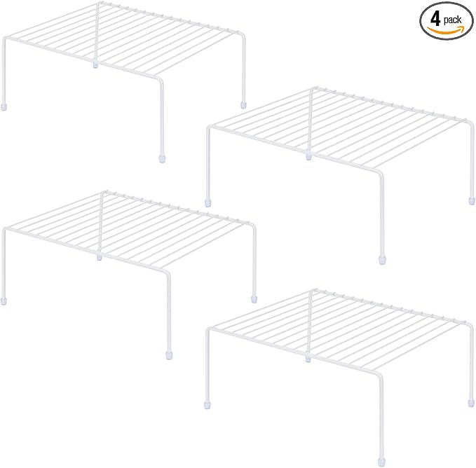 Medium (13.1 x 10.2 Inch) Cabinet Storage Shelf Rack, Shelvesï¼Kitchen Counter and Cabinet Shelf, Storage Rack Organizer for Kitchen, Fridge, Cabinet, Bathroom Cupboard& Pantry (4, White) | Shelves, Kitchen, Fridge, Cabinet