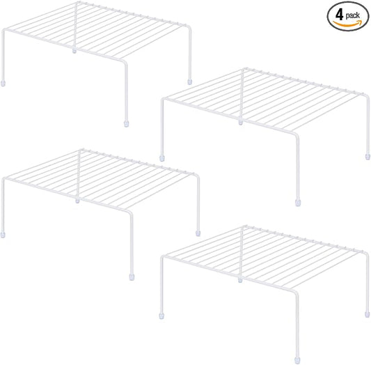 Medium (13.1 x 10.2 Inch) Cabinet Storage Shelf Rack, Shelvesï¼Kitchen Counter and Cabinet Shelf, Storage Rack Organizer for Kitchen, Fridge, Cabinet, Bathroom Cupboard& Pantry (4, White) | Shelves, Kitchen, Fridge, Cabinet