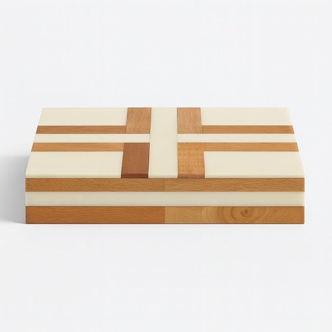 Decorative Storage Box, Handmade Chevron Pattern, Boho Style, Multipurpose Gift Box (white and mango, 12X4X2.5 Inch)