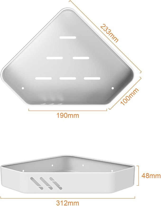 Ibergrif M34034W Bathroom Corner Shelf, Shower Caddy Corner, Bathroom Storage Shower Organizers, Self Adhesive or Wall Mounted, 2 Pack White