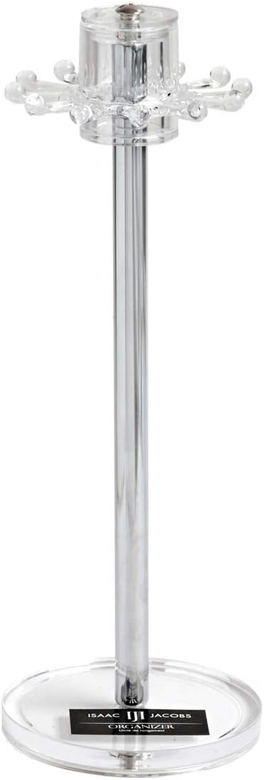 Isaac Jacobs Clear Acrylic Necklace Holder (12 Rotating Hooks) â Hanging Chain Organizer, Sleek & Sturdy Stand for Jewelry â Storage Solution- Bedroom- Bathroom - Countertop - Nightstand