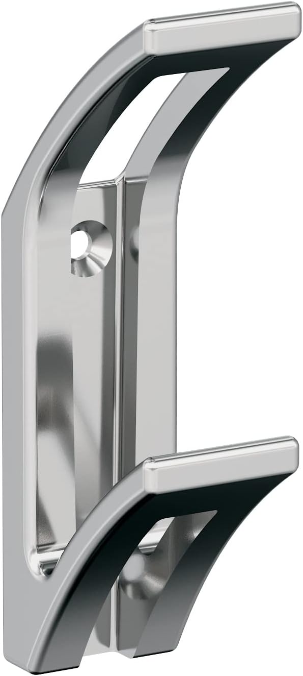 Amerock H3701026 | Avid Double Prong Decorative Wall Hook | Polished Chrome Hook for Coats, Hats, Backpacks, Bags | Hooks for Bathroom, Bedroom, Closet, Entryway, Laundry Room, Office