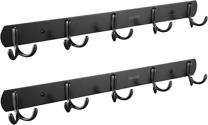 SOLVEX Coat Rack Wall Mount,2 Pack Coat Hooks Wall Mount, Hat Rack Key Holder Bag Hanger for Wall,Wall Hooks for Hanging,Purse Hanger Towel Hooks for Bathroom SP-60303-N