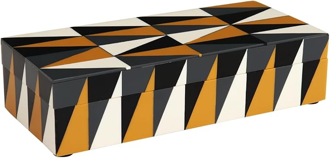 Handicrafts Home Decorative Storage Box with Lid – Black and White Box for Remote Controls, Coffee Table Storage Organizer, Keepsake Decorative Box for Shelf & Hallway Decor – Puzzle Guild 10x4.5x2.5