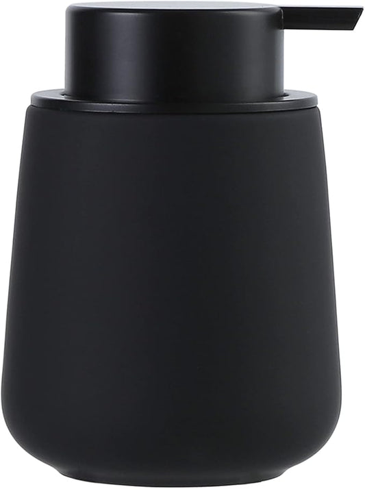 BosilunLife Black Soap Dispenser - Ceramic Dish Soap Dispenser for Bathroom 12ounce Refillable Liquid Hand Dispenser for Essential Oil, Lotion Dispenser with Pump (Rubber Paint)