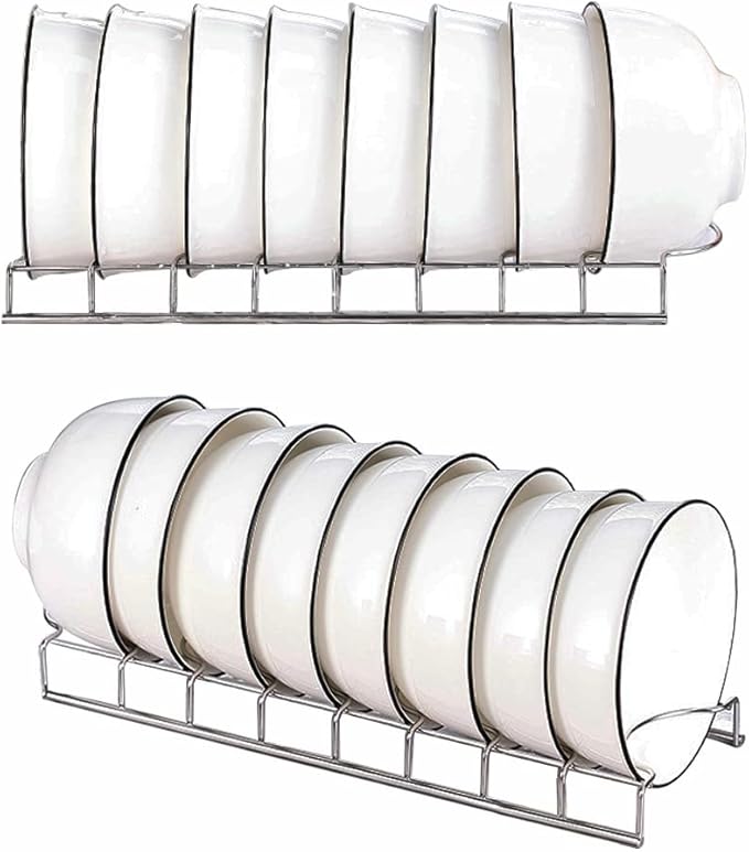 Small Bowl Drainer,Stainless Steel Bowl Drying Rack for Kitchen Counter Organizer Storage, Storage Shelf, Chrome (2 Bowl Racks)