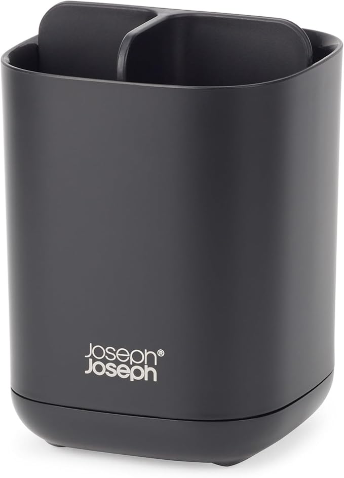 Joseph Joseph Easy-Store - Toothbrush Holder Caddy, Bathroom Storage, Compact, Matt Black