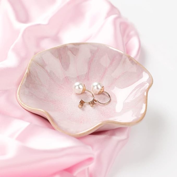 Ceramic Leaf Jewelry Dish, Pink Key Tray, Modern Jewelry Holder, Small Ring Dish, Trinket Tray, Nightstand Decor Room Decor