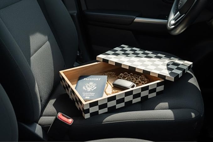 Decorative Storage Box, Handmade Chevron Pattern, Boho Style, Multipurpose Gift Box (black white Shatranj, 12X4X2.5 Inch)