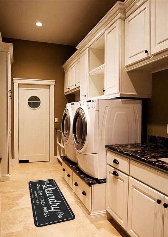 Laundry Room Long Mat Area Rug Non-Slip Floor Mat Waterproof Farmhouse Carpet for Kitchen 40" x 20"(Black-3)