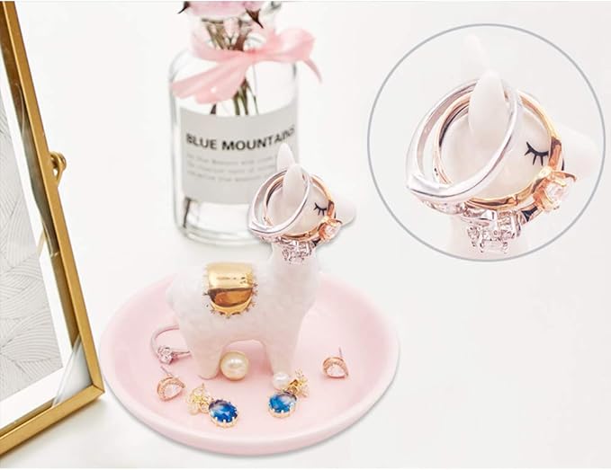 ROSA&ROSE Cat Ring Holder Trinket Tray Ceramic Jewelry Dish Porcelain Ring OrganizerâGift for Women,Girlfriend,Wife,Birthday or Anniversary (Multi)