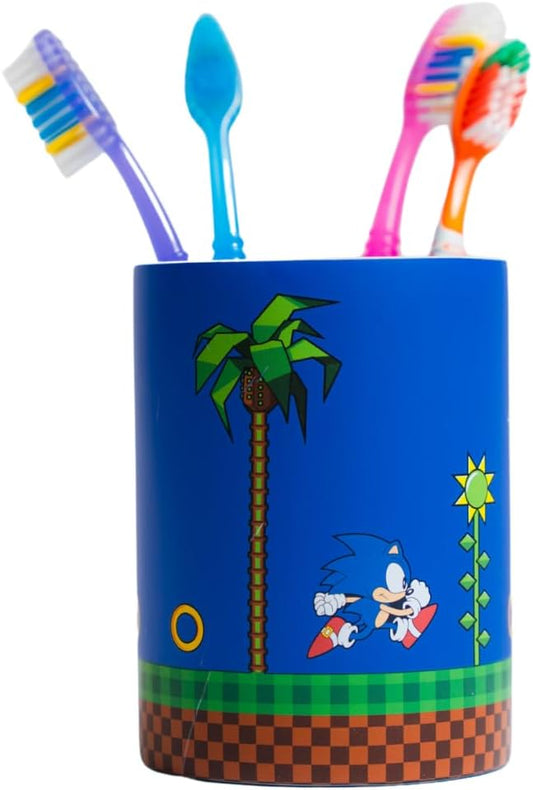 Sega Sonic The Hedgehog Gamer Kids Toothbrush Holder - Makeup Brushes/Pens Tumbler, (Officially Licensed Product) by Franco Collectibles