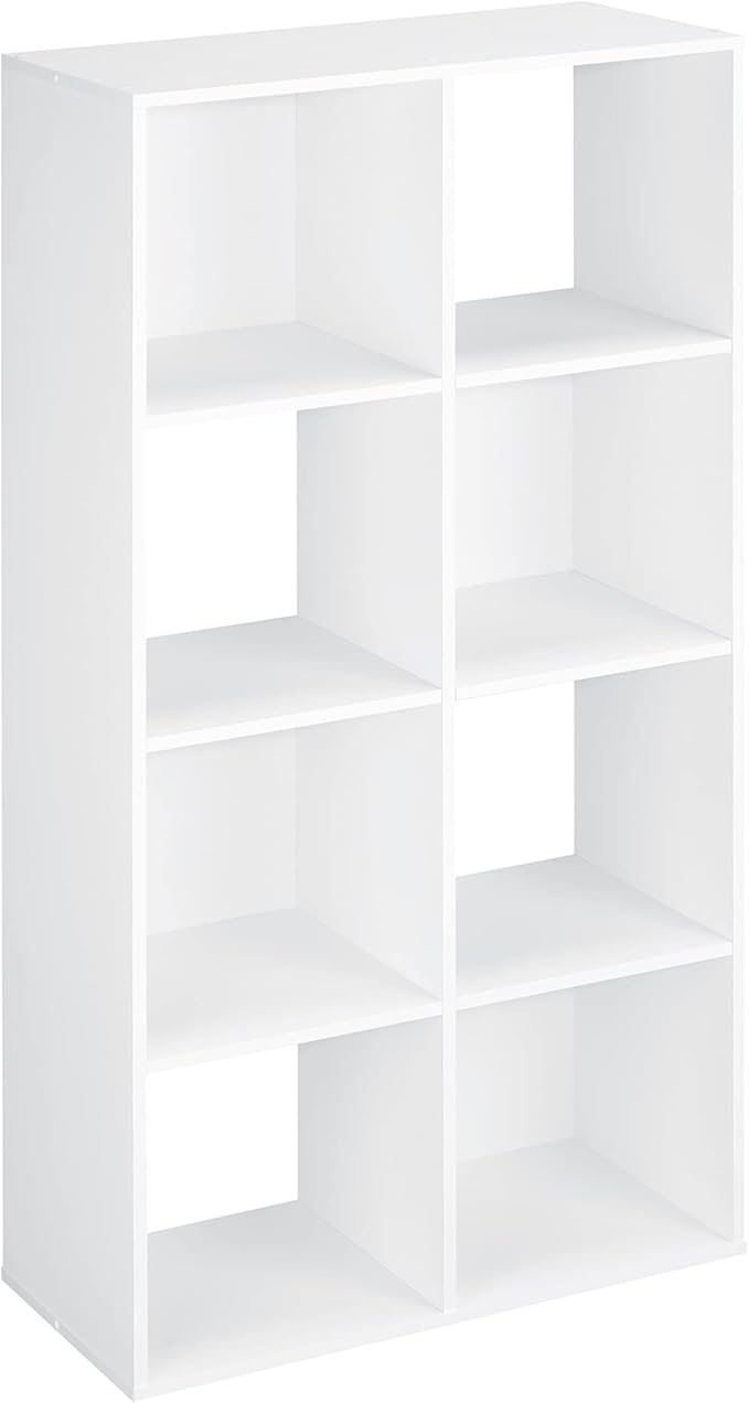 ClosetMaid Cubeicals 8 Cube Storage Shelf Organizer Bookshelf, Stackable, Vertical or Horizontal, Easy Assembly, Wood, White Finish