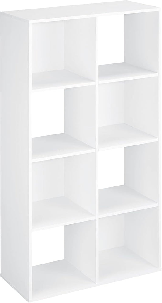 ClosetMaid Cubeicals 8 Cube Storage Shelf Organizer Bookshelf, Stackable, Vertical or Horizontal, Easy Assembly, Wood, White Finish
