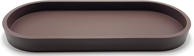 Happitasa Premium 12â x 5â Silicone Vanity Tray | Sink and Surface Organizer with Sturdy Non-Slip Base | Heat Safe, Dishwasher Safe (Dark Chocolate)