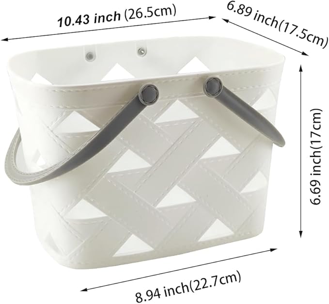 Portable Shower Caddy 2 Pack, Tote Plastic Storage Basket with Handle Shelf Organizers Bin for Bathroom, College Dorm, Kitchen, Garden, Camping, Cleaning Supplies (White 2 pcs)