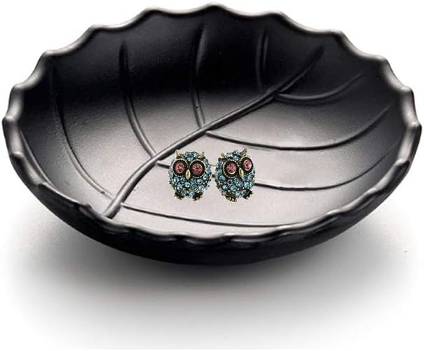 Jewelry Tray, Black Leaf Style, Jewelry Storage, Key Dish, Dresser Decor, 21.5cm(8.4in) x11.5cm(4.5in)x 4cm(1.6in)