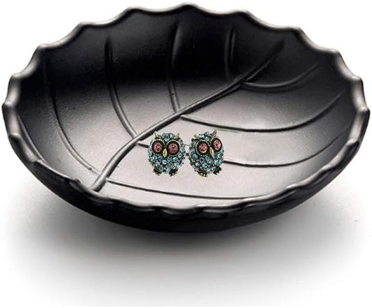 Jewelry Tray, Black Leaf Style, Jewelry Storage, Key Dish, Dresser Decor, 21.5cm(8.4in) x11.5cm(4.5in)x 4cm(1.6in)