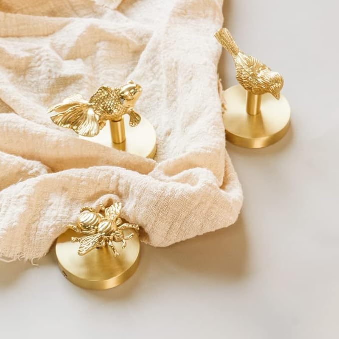 Brass Bird Coat Rack Robe Wall Hooks Hat Dragonfly Hanger for Bedroom Kitchen Various Shapes Animal Deer Decor Home Accessories (1, Bird-A)