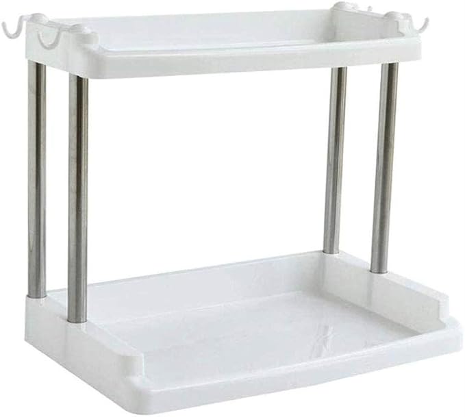 Display Shelves, ABS Plastic, 2-Tier Free Standing Shelf, Desktop Storage Organizer Rack, Kids Bookshelf for Home Living Room Bathroom Kitchen Office