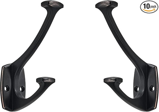 10 Pack Oil Rubbed Bronze Hooks Decorative Heavy Duty Solid Large Coat Hooks for Towel Hanging Coats Robe Wall Mounted Towel Bags Door Back Bathroom Wall Hook.