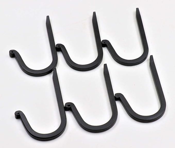 THDC Single Prong Wrought Iron Hooks, Vintage Hand Forged Iron Curved Metal Fasteners – Decorative Colonial Wall Décor, Heavy Duty Wall Hooks, Hangers for Keys, Coats, Robe, Bags, Home, Kitchen (6)