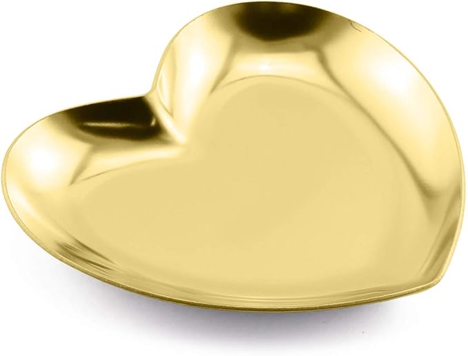 1 Piece Gold Luxurious Metal Storage Tray Heart Shaped Jewelry Display Tray Home Decoration Serving Plate Craft for Table Organizer