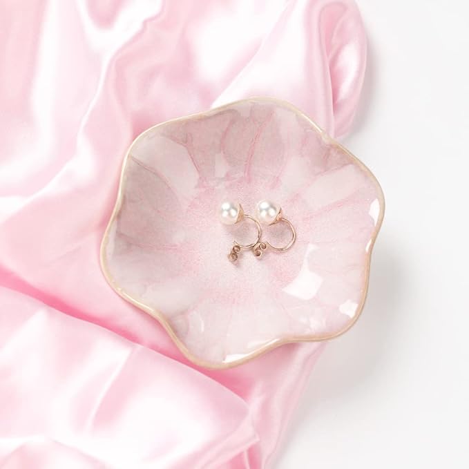 Ceramic Leaf Jewelry Dish, Pink Key Tray, Modern Jewelry Holder, Small Ring Dish, Trinket Tray, Nightstand Decor Room Decor