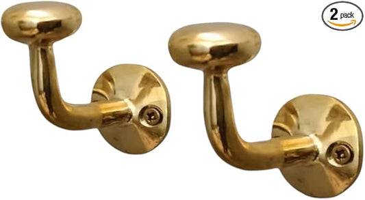 Unlacquered Brass Wall Hooks | Vintage, Antique, Heavy Duty Decorative Hooks for Coats, Towels, Robes | Home Decor, Bathroom, Mudroom, Entryway (Set of 2)
