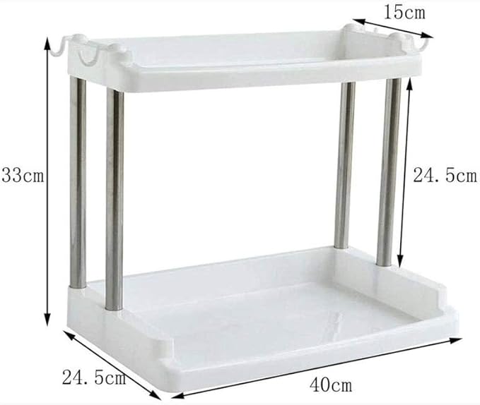 Display Shelves, ABS Plastic, 2-Tier Free Standing Shelf, Desktop Storage Organizer Rack, Kids Bookshelf for Home Living Room Bathroom Kitchen Office