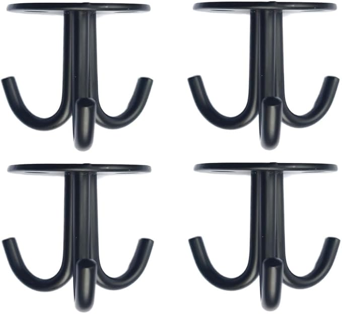 Stainless Steel Heavy Duty 3-Claw Coat Hook, Robe Hanger Ceiling Mount Hook, Towel Hook, Perfect Touch Your Bathroom, Bedroom, Closets, Wardrobe, Kitchen (4, Black)