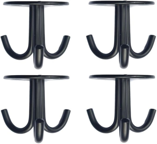 Stainless Steel Heavy Duty 3-Claw Coat Hook, Robe Hanger Ceiling Mount Hook, Towel Hook, Perfect Touch Your Bathroom, Bedroom, Closets, Wardrobe, Kitchen (4, Black)