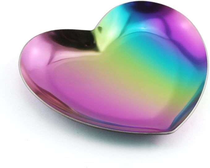 1 Piece Colorful Luxurious Metal Storage Tray Heart Shaped Jewelry Display Tray Home Decoration Serving Plate Craft For Table Organizer