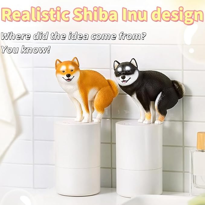 Fun Animal Series Foam Soap Dispenser-Shiba Inu,Pigeon,Shaped Foam Hand Washer,Automatic Soap Dispenser for Bathroom & Kitchen, Hilarious Gift for Kids, Adults (Shiba Inu Series (Black Shiba))