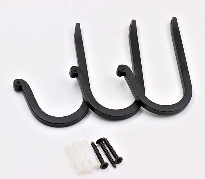 THDC Single Prong Wrought Iron Hooks, Vintage Hand Forged Iron Curved Metal Fasteners – Decorative Colonial Wall Décor, Heavy Duty Wall Hooks, Hangers for Keys, Coats, Robe, Bags, Home, Kitchen (3)