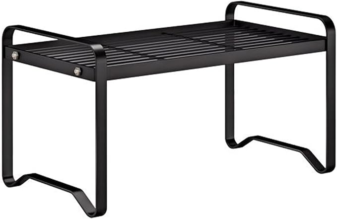 Metal Wire Cabinet Shelf - Multi-Functional Shelf Saver for Kitchen, Pantry, Countertop & Under Cabinet - Storage Solution for Spice Holder, Bookshelf & Cup Display Stand (Black, 1-Tier 12" L)