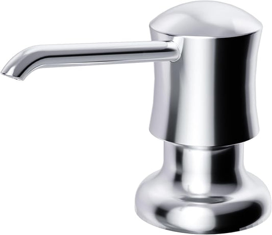 SAMODRA Built in Kitchen Sink Soap and Chrome Lotion Dispenser Built in Design for Counter Top with Large 12 OZ Liquid Soap Bottle