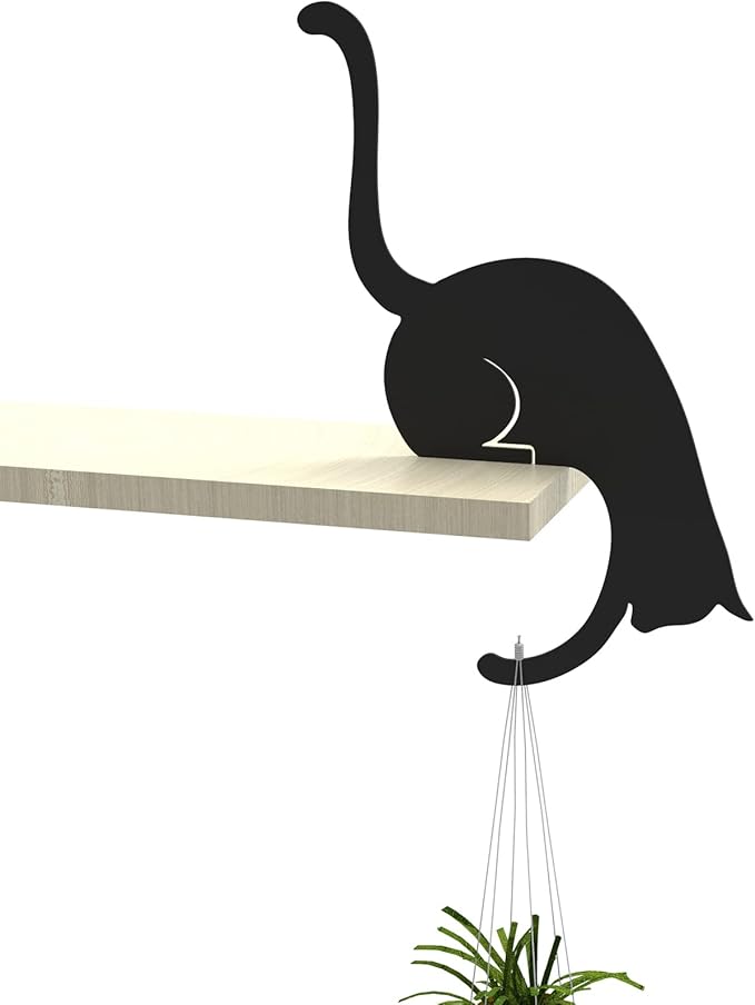 Artori Design Unique Banana Holder Balance Hook - Magic Hook for Hanging Plants Jackets Keys or Stylish Purse Hanger - Perfect for Kitchen Dorm Room Bedroom and Entryway for Home or Office (Cat)