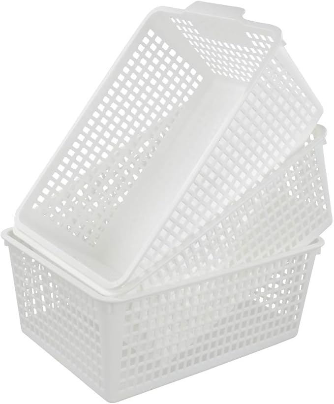 3-pack Plastic Organizer Bins, Large Storage Basket Bins