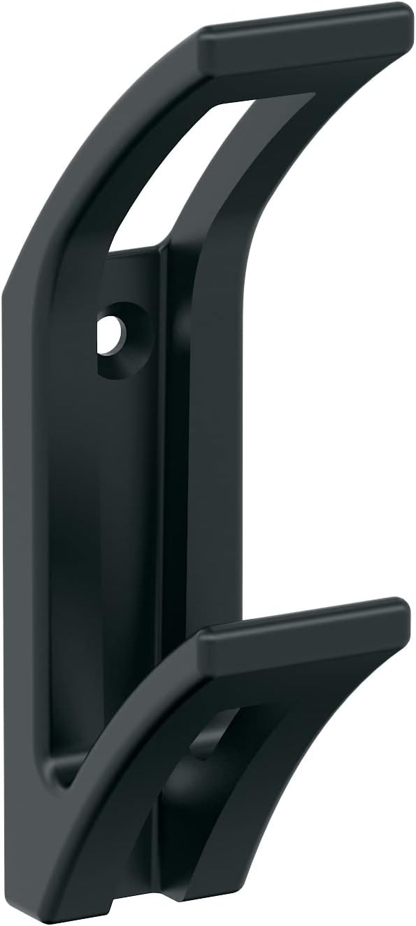 Amerock H37010MB | Avid Double Prong Decorative Wall Hook | Matte Black Hook for Coats, Hats, Backpacks, Bags | Hooks for Bathroom, Bedroom, Closet, Entryway, Laundry Room, Office