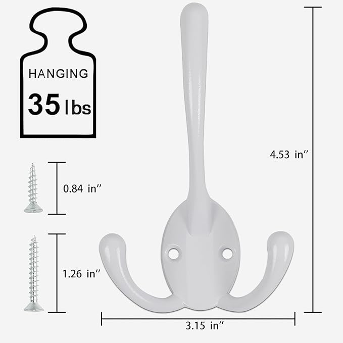 Wall Mounted Coat Hooks 5 Pack Heavy Duty Black Hardware Robe Hooks Decorative for Single Hanging Coats Towel Cubicle Classroom Kitchen Bath Backpack Hat Hook