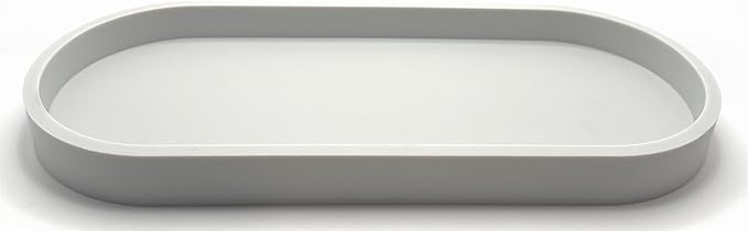 Happitasa Premium 12â x 5â Silicone Vanity Tray | Sink and Surface Organizer with Sturdy Non-Slip Base | Heat Safe, Dishwasher Safe (Light Grey)